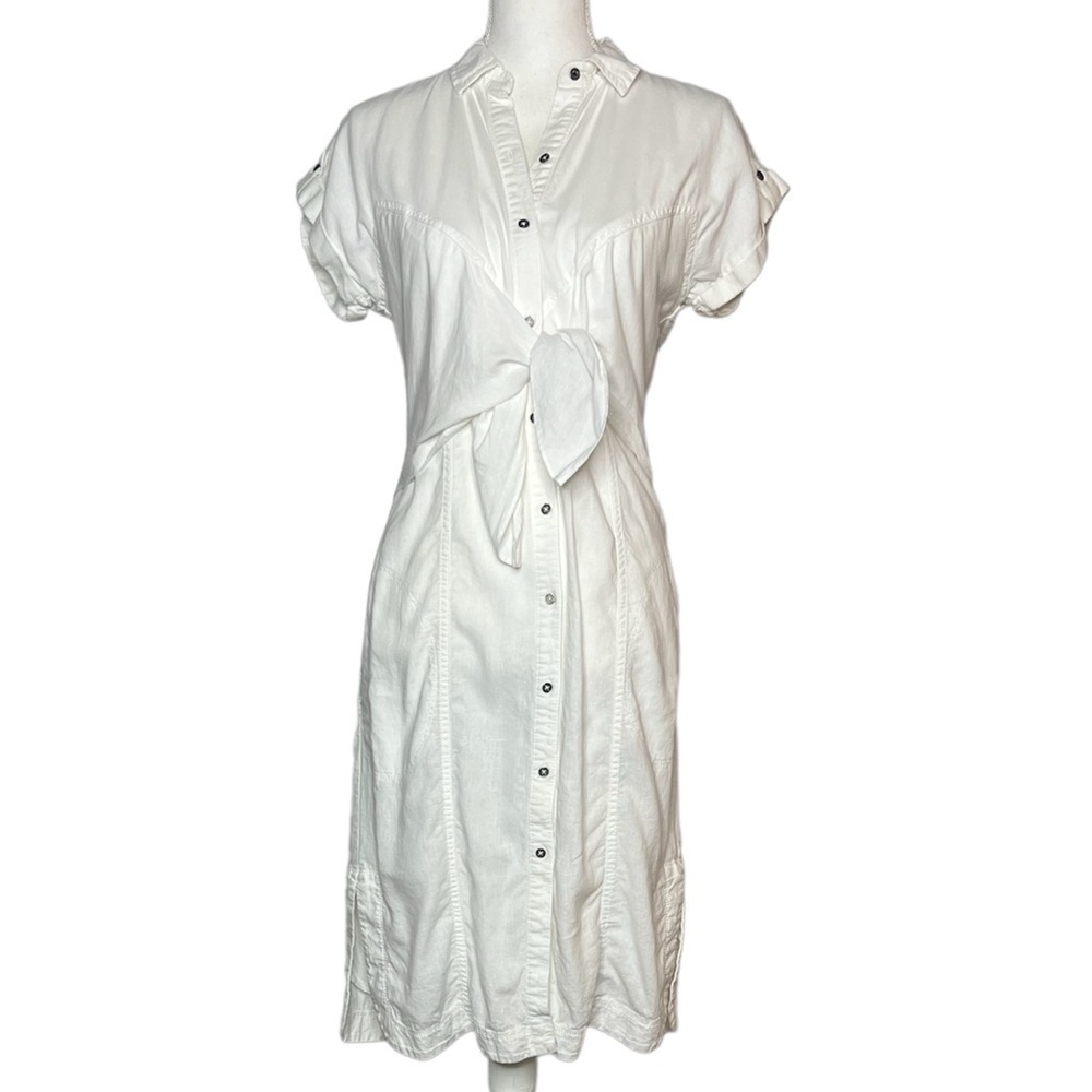 Maeve by Anthropologie Elspeth Linen Tie Front Shirtdress